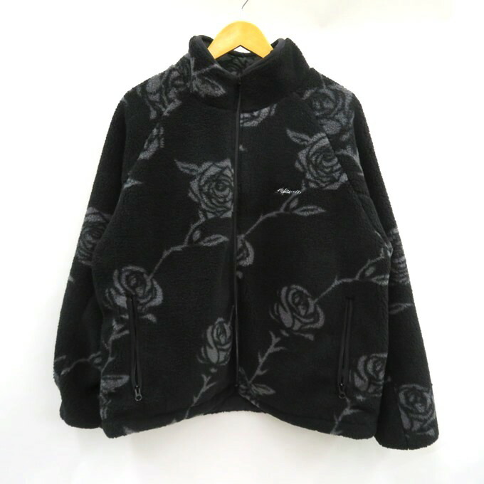 LFYT　ROSE ALLOVER PATTERNED FLEECE JACKET ラファイエット　ローズ オールオーバー フリーズ ジャケット LA241008　ブラック/グレー　サイズ：L 【中古】【126 ストリート】 【四日市 併売品】【126-250122-02VH】