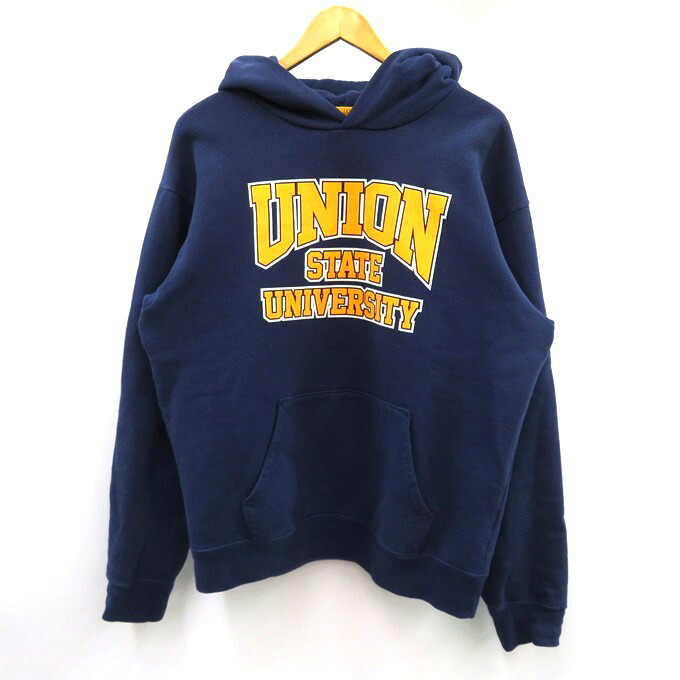 UNION　STATE HOODIE ユニオン　ロゴ プルオーバーパーカー ネイビー/オレンジ　サイズ：2【中古】【126 ストリート】【四日市 併売品】【126-250219-04VH】｜フーリエ　店