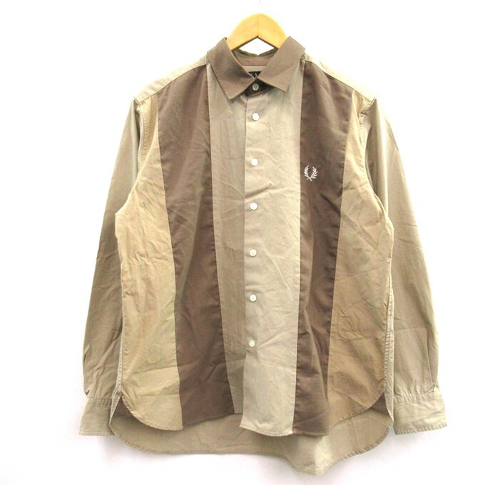 FRED PERRY PANELLED SHIRT フレッドペリー　パネルドシャツ F4567　ベージュ　サイズ：S 【中古】【122 インポート】 【四日市 併売品】【122-250325-05SH】