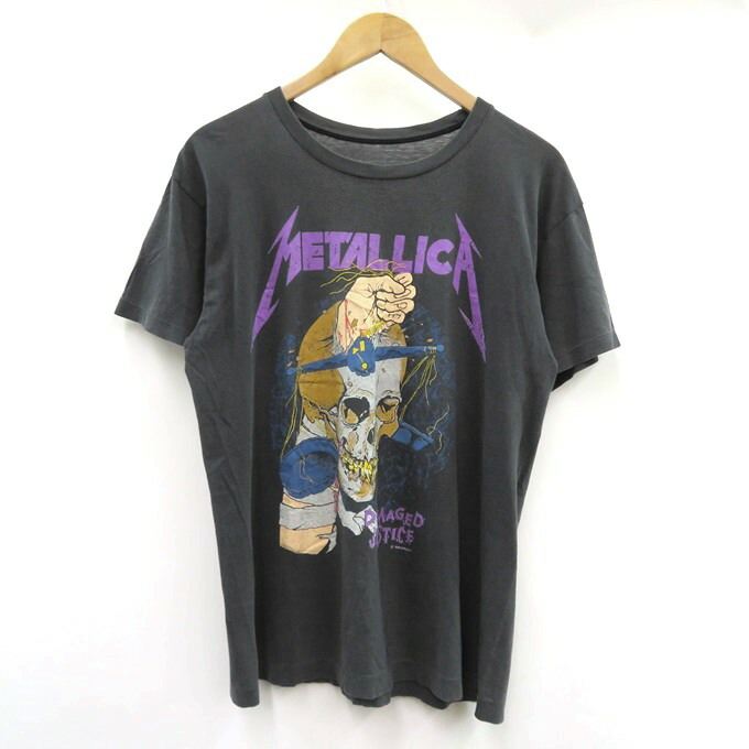 METALLICA DAMEGED JUSTICE S/S TEE メタリカ 両面プリント 1988年コピーライト 半袖 Tシャツ / バンドT グレー サイズ：不明【中古】【128 アメカジ】【四日市 併売品】【128-250805-06VH】