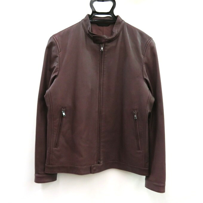 D'URBAN　LEATHER JACKET ダーバン　羊革 本革 ラムレザー シングルライダース ジャケット ボルドー系　サイズ：L【中古】【125 DM】【四日市 併売品】【125-251119-03VH】｜フーリエ　店