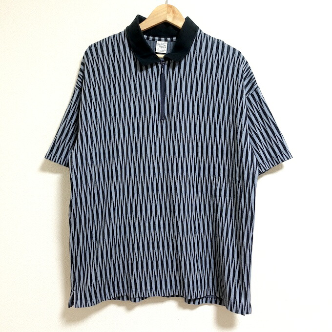 CALEE HARF ZIP S/S KNIT キャリー　半袖　ハーフジップ　ニット ブルーグレー　サイズ：L 【中古】【128 アメカジ】 【四日市 併売品】【128-251012-03YH】
