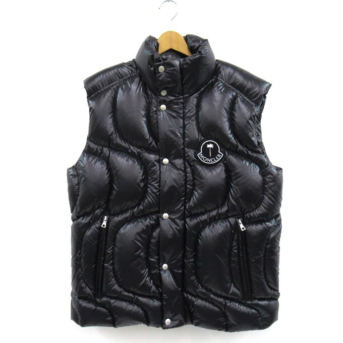 MONCLER GENIUS×Palm Angels GWENYTH GIUBBOTTO 8 Logo Patch Padded Vest モンクレール ジーニアス×パームエンジェルス ダウンベスト J209L1A00016　ブラック　サイズ：2（約M-L） 【中古】【122 インポート】 【四日市 併売品】【122-251010-05SH】