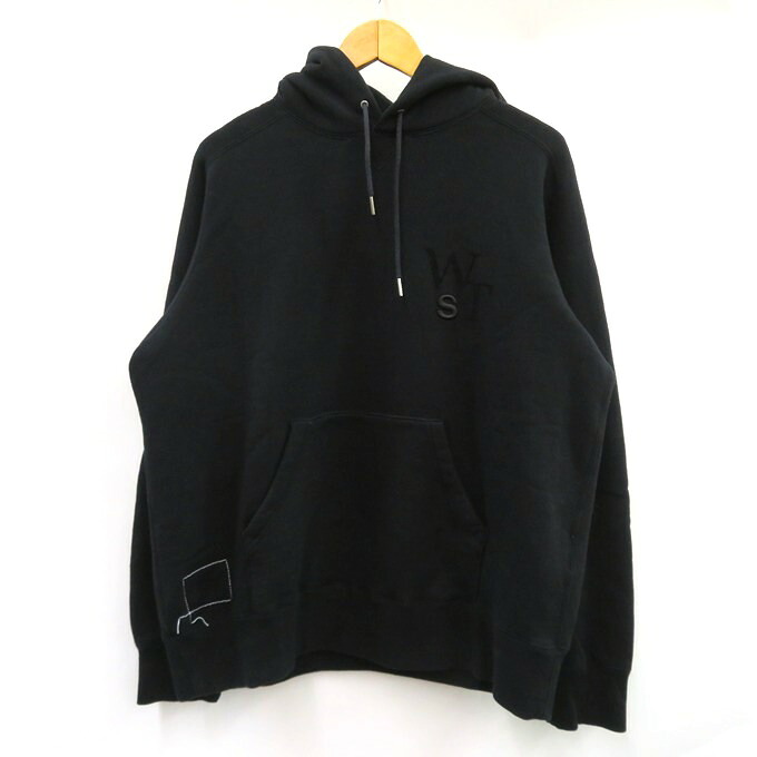 WTAPS &times; sacai　Flock Print Hoodie ダブルタップス &times; サカイ　フロッキー プリント フーディー / プルオーバーパーカー 25-0925S/2423234D-CSM01S　ブラック　サイズ：5【中古】【126 ストリート】【四日市 併売品】【126-251209-04VH】｜フーリエ　店