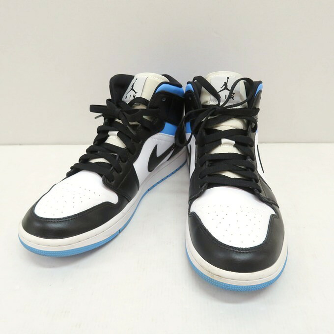 NIKE　WMNS AIR JORDAN 1 MID Black/University Blue ナイキ　ウィメンズ エア ジョーダン 1 ミッド スニーカー BQ6472-102　ブルー/ブラック/ホワイト　サイズ：27.5cm 【中古】【139 スニーカー】 【四日市 併売品】【139-251229-11VH】