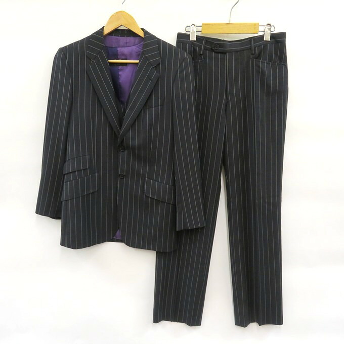 Paul Smith British Collection（ポールスミス） ストライプ スーツ セットアップ 3点セット PL-HK-66866　ブラックグレー系　サイズ：M 【中古】【122 インポート】 【四日市 併売品】【122-260203-03VH】