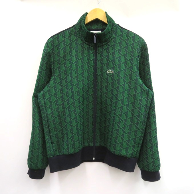 LACOSTE　Track Jacket ラコステ　モノグラム ジャカード トラックジャケット SH1368　グリーン　サイズ：US/L【中古】【122 インポート】【四日市 併売品】【122-260412-02VH】｜フーリエ　店