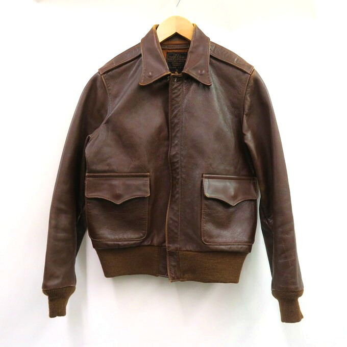 THE REAL McCOY\u0027S TYPE A-2 J.A.DUBOW MFG.CO. FLIGHT JACKET  ザリアルマッコイズ 手あいA-2 TALONジップ なめし革 航空上衣 W535 A.C. 27798 赤銅色 大きさ：36【中古】【128 アメカジ】【四日市 併売品】【128-260413-01VH】