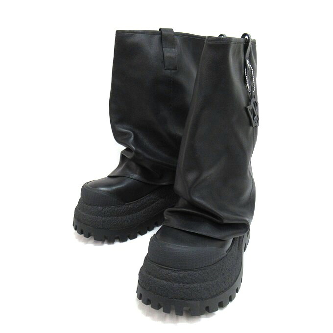 NAKED WOLFE Disturb Black Leather Boots ネイキッド 狼 ディスターブブラックレザー チャンキーブーツ 厚底 黒いこと 大きさ：EU40 UK7（約25糎）【中古】【140 余分の物靴】【四日市 併売品】【140-260218-01SH】