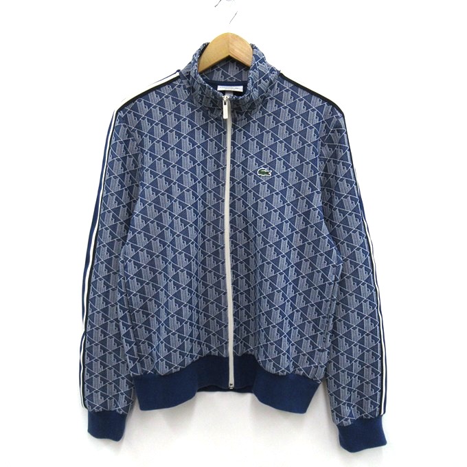 LACOSTE MONOGRAM JACQUARD TRACK JACKET ラコステ モノグラム ジャガード トラックジャケット SH1368　ブルー　サイズ：US/L 【中古】【122 インポート】 【四日市 併売品】【122-260218-03SH】