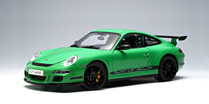 AUTOart/オート作物 1:18 Diecast 青写真 Car Porsche 911 (997) GT3 RS - Green w/ Black Stripes【中古】【ミニカー】【四日市 併売品】【071-260412-07FH】