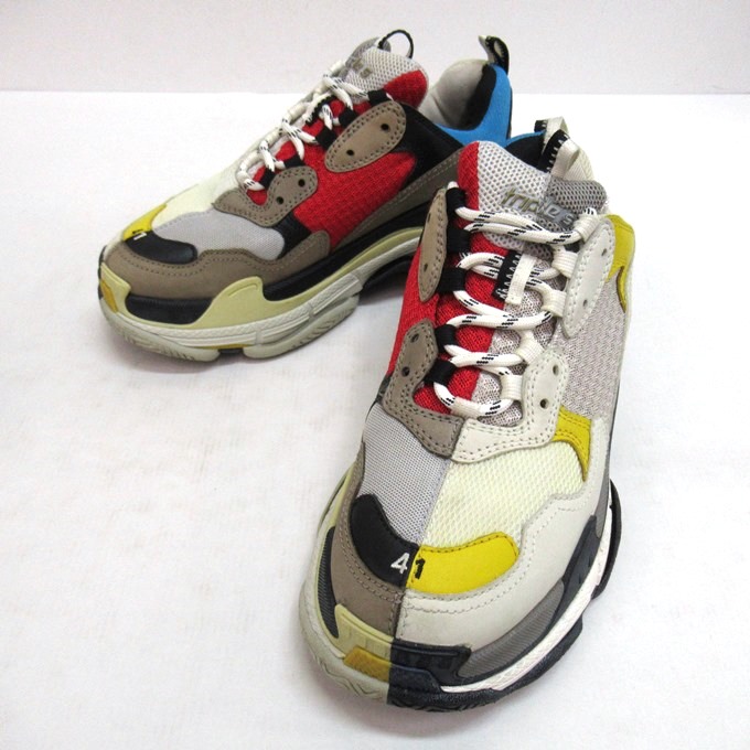 BALENCIAGA Triple S Split Trainers バレンシアガ トリプルエス レースアップローカットスプリットスニーカー 533890 マルチ色つや 大きさ：27糎【中古】【139 スニーカー】【四日市 併売品】【139-260330-03SH】