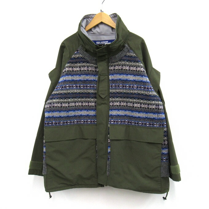 COMME des GAR・・ONS JUNYA WATANABE MAN（コムデギャルソンズ ジュンヤワタナベマン） 21AW ナイロンタッサーラミネート×ウールジャガード ジャケット WH-J032　カーキ/グレー系　サイズ：M 【中古】【125 DM】 【四日市 併売品】【125-260410-01SH】