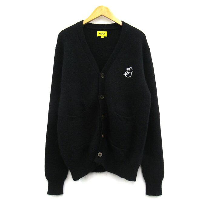 GOLF WANG Mohair Cardigan ゴルフ壱 モヘヤジレー 黒いこと 大きさ：L【中古】【126 表どおり】【四日市 併売品】【126-260424-07SH】