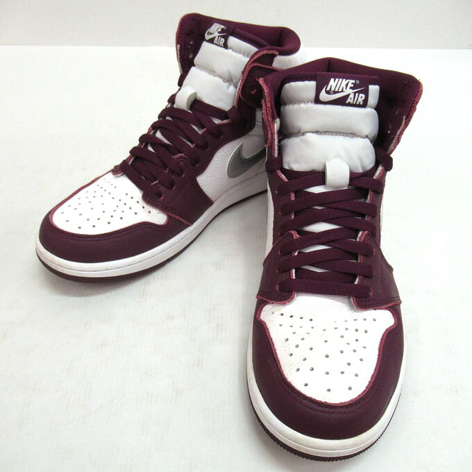 NIKE AIR JORDAN 1 RETRO HIGH OG ナイキ エア湖 ジョーダン 1 レトロ ご機嫌 一風変わった 555088-611 ボルドーワイン/メタリック しろがね色 白いこと 大きさ：27.5珊【中古】【139 スニーカー】【四日市 併売品】【139-260507-05SH】