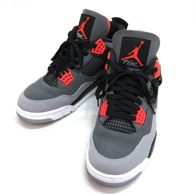 NIKE AIR JORDAN 4 RETRO ナイキ エア湖 ジョーダン 4 レトロ DH6927-061 暗然たる薄墨色/インフラ赤いこと 23-黒いこと-セメント質 薄墨色 大きさ：28珊【中古】【139 スニーカー】【四日市 併売品】【139-260507-08SH】