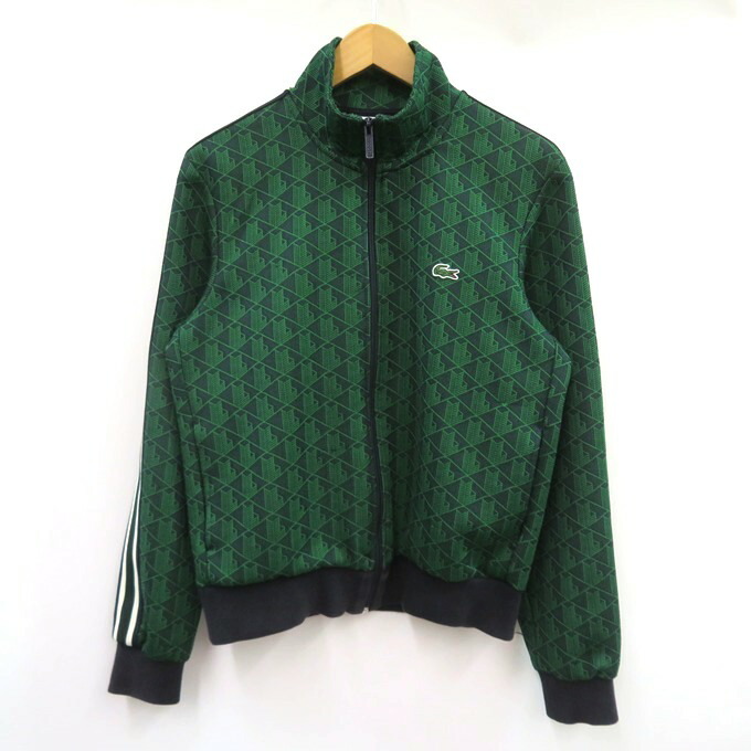 LACOSTE Track Jacket  ラコステ モノグラム ジャカード 貨物自動車上衣 SH1368 緑であること 大いさ：大いさ：US/S【中古】【122 はたご屋界面】【四日市 併売品】【122-260526-03VH】