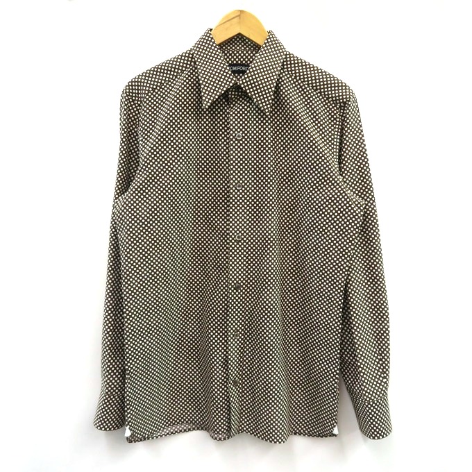 TOM FORD dod L/S Shirt トムジェラルド・r・フォード 点点柄 ロング捩り/長袖 プルオーバー 赤銅色 大きさ：41【中古】【122 はたご屋界面】【四日市 併売品】【122-260526-05VH】
