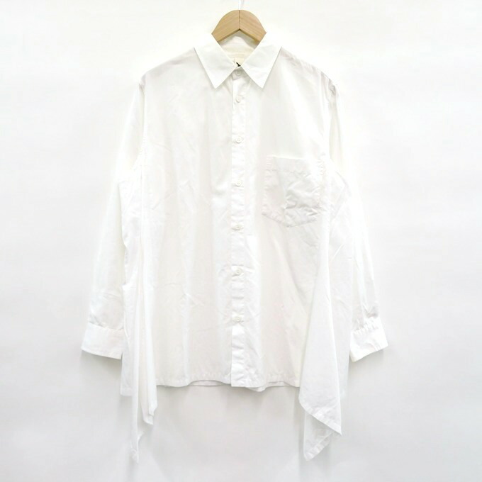 GroundY L/S SHIRT グラウンドワイ 変形デザイン ロングスリーブ/長袖 コットン シャツ GC-B03-001 ホワイト サイズ:3【中古】【125 DM】【四日市 併売品】【125-260620-03VH】|フーリエ 店