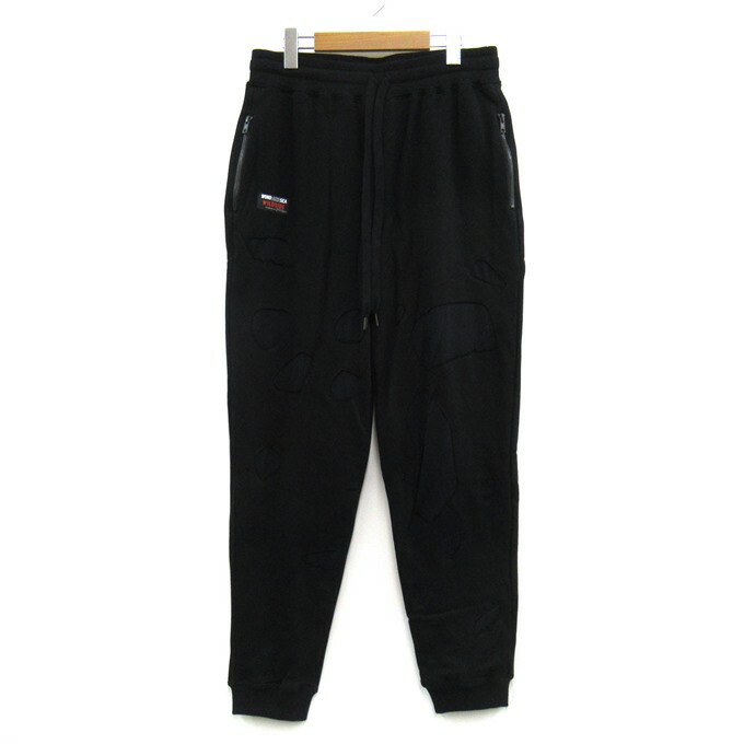 WIND AND SEA×WILDSIDE/YOHJI YAMAMOTO Damage Cutting Sweat Pantsウィンダンシー×ワイルドサイト/ヨウジヤマモト 不都合 スウェットパンツ 黒いこと 大きさ：3（約L大きさ）【中古】【126 表どおり】【四日市 併売品】【126-260521-03SH】