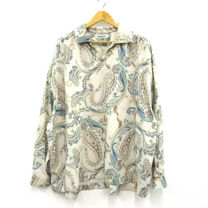 TIGHTBOOTH 22SS PAISLEY L/S OPEN SHIRT タイトブース ペイズリー 開けはなしプルオーバー 象牙色 大きさ：XL【中古】【126 表どおり】【四日市 併売品】【126-260522-01SH】