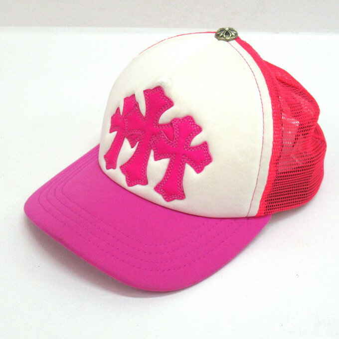 CHROME HEARTS 3CEMETERY CROSS KING TACO TRUCKER CAP クロムハーツ セメタリークロスパッチ メッシュ旗がしら 304206407 さくら色 大きさ：53-60（ONE SIZE）【中古】【136 余分の物鳥打ち帽】【四日市 併売品】【136-260527-04SH】