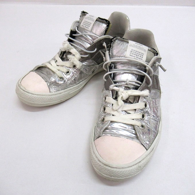 Maison Margiela Evolution Sneaker メゾンマルジェラ 系統発生 ロートップスニーカー しろがね色/白いこと 大きさ：42（約27珊）【中古】【139 スニーカー】【四日市 併売品】【139-260527-06SH】
