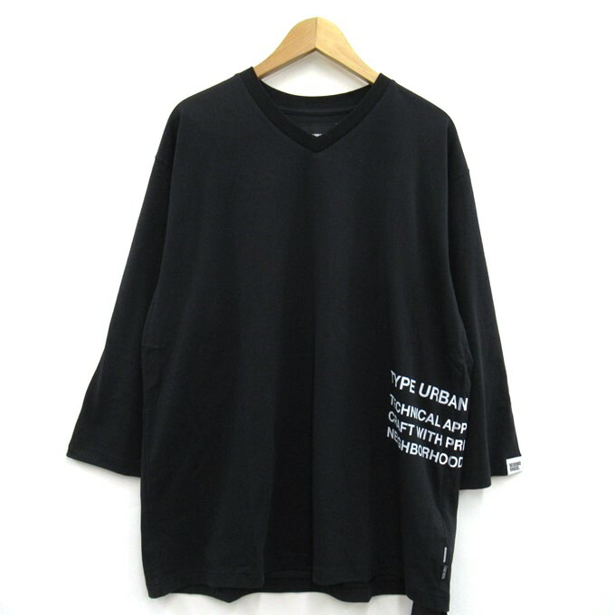 NEIGHBORHOOD 26SS SHELTECH V-NECK 3Q ネイバーフッド Vのど首ティーシャツ 261BWNH-CSM03 黒いこと 大きさ：XL【中古】【126 表どおり】【四日市 併売品】【126-260608-03SH】