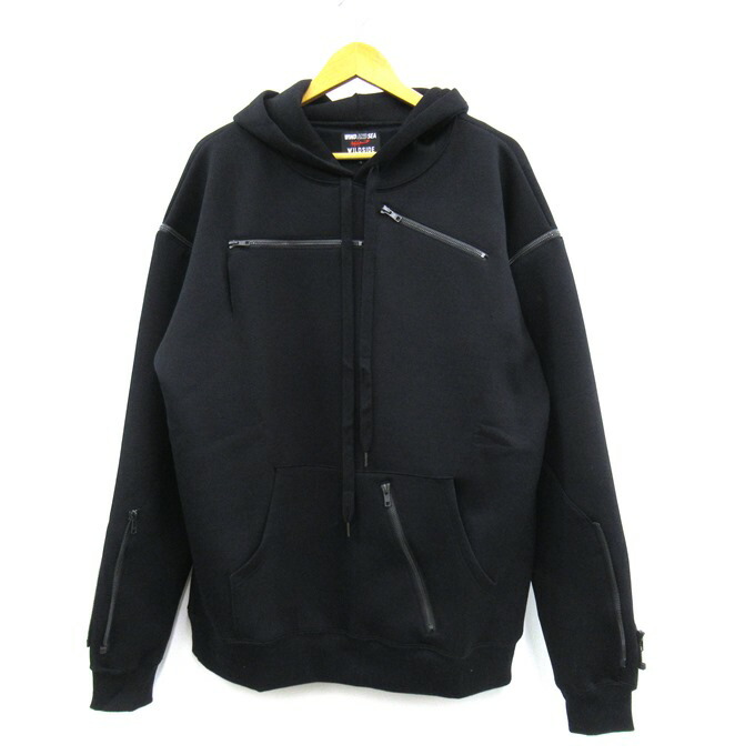 WILDSIDE &times; WIND AND SEA Multi Zipper Hoodie ワイルドサイト ヨウジヤマモト&times;ウィンダンシー マルチジップフーディー プルオーバーパーカー ブラック　サイズ：4（約XL）【中古】【126 ストリート】【四日市 併売品】【126-260616-02SH】｜フーリエ　店