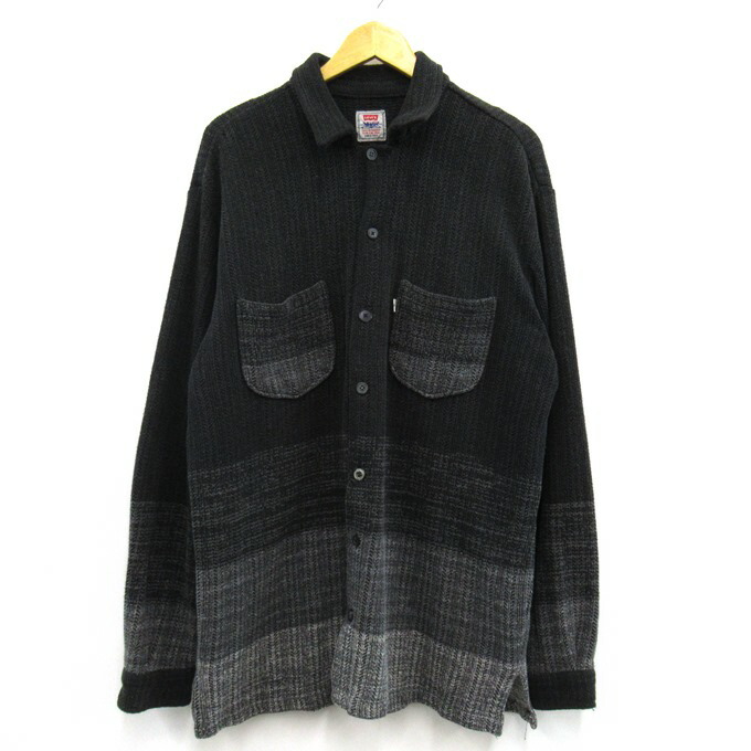 Levi's Italy 90's Gradation Knit Shirt リーバイス グラデーションニットシャツ イタリア製 ブラック/グレー サイズ:XL【中古】【128 アメカジ】【四日市 併売品】【128-260616-04SH】|フーリエ 店