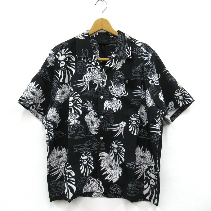 BAPE BLACK/A BATHING APE Hawaiian Camp Shirt ベイプブラック/アベイシングエイプ ハワイアン キャンプ シャツ ブラック サイズ:M【中古】【126 ストリート】【四日市 併売品】【126-260722-04SH】|フーリエ 店