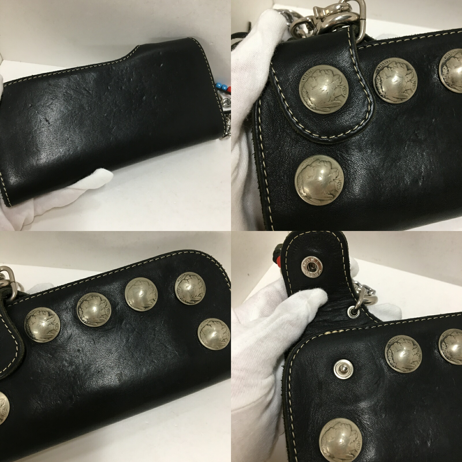 Red Moon レッドムーン コンチョ付きチェーンウォレット長財布 カラー ブラック 中古 138 財布 鈴鹿 併売品 138 05ns septicin Com