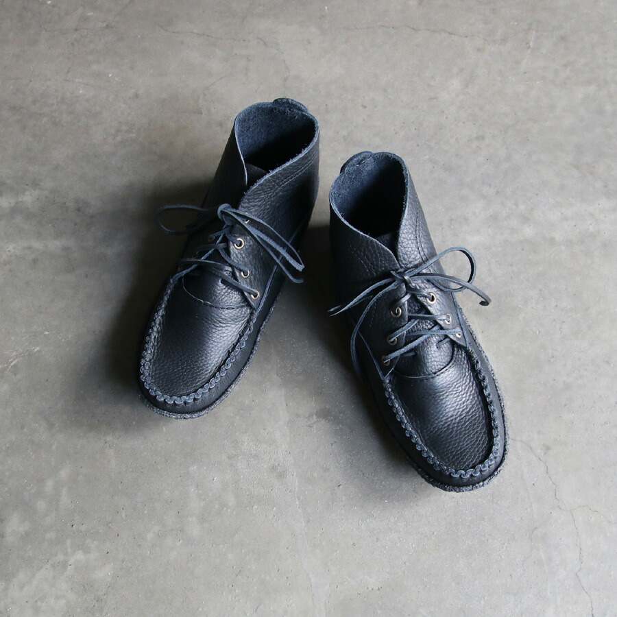 BASTIEN (バスティアン) [ 211 ] TSOU\u0027TAYI\u0027 (BEAVER)/ ミッドカット ブラッチャーモカシン (BLACK) / MADE IN CANADA のヘラ鹿の本革をやとい入れるした本格派モカシンシューズ