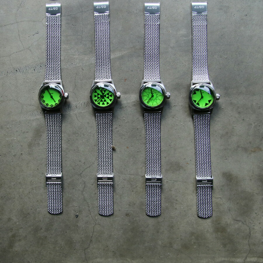 GS/TP (ジーエスティーピー) HOPPY CRYSTAL [ HP-001 ] ATOMIC DIAL / [ HP-002 ] MALTESE DIAL / [ HP-003 ] HALLWAY DIAL / [ HP-004 ] TELEPHONE DIAL (GREEN) クオーツ 腕時計 ミリタリーウォッチ/女性にもお薦め｜ROL店
