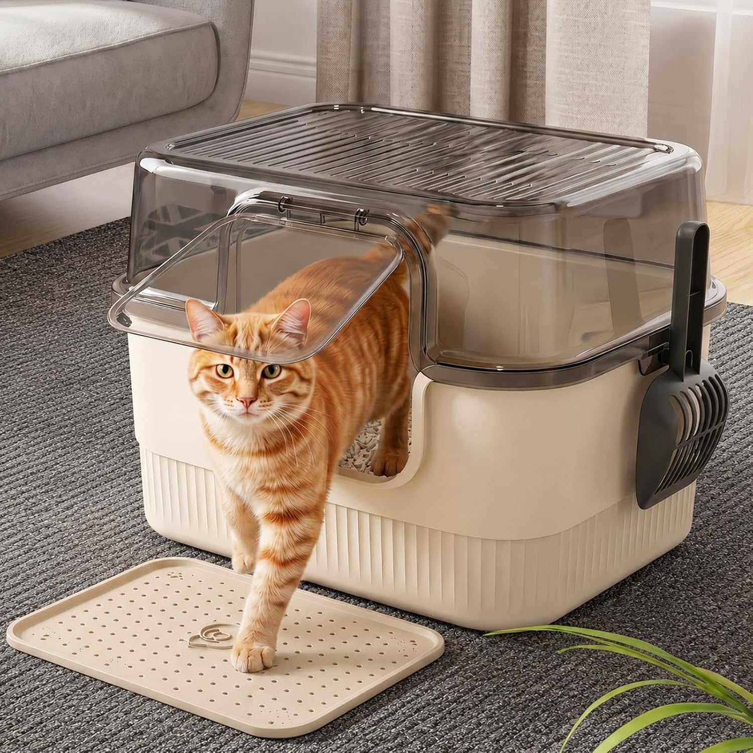 猫室内用便器 大型 盛りだくさん取りまかなう 学生寄宿舎型 猫の室内用便器 飛び散り押しとどめる ニオイ押さえ お取りつくろう飾り気の無い シャヴェル 澄み切った取りまかなう引っ敷き付き添い人 皮膚軟化剤 子ネコ～大型猫相応う 室内リビング 臥し所 愛玩動物間隔文字用 51×36×35珊
