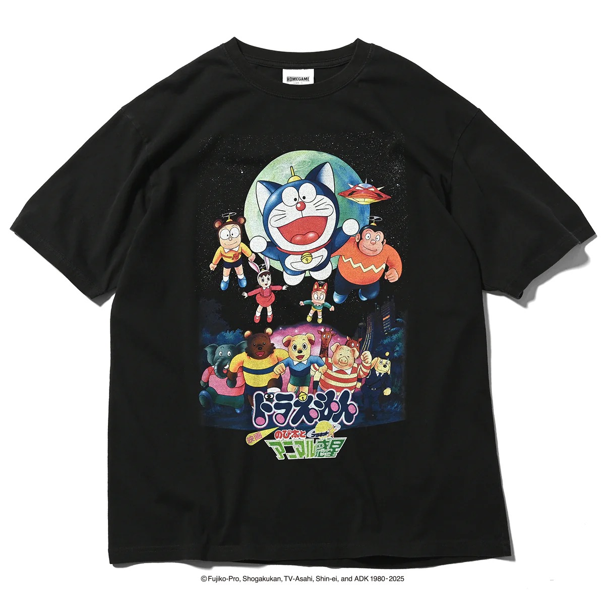 【新品】映画ドラえもん のび太とアニマル惑星 1990 Tシャツ HOMEGAME Doraemon Nobita and the Animal Planet movie T-shirt｜fox4store店