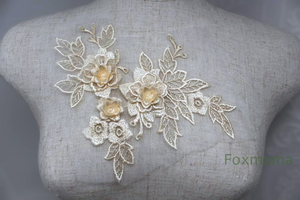 楽天市場】チュールコード刺繍モチーフ 1対 花 金ラメx青