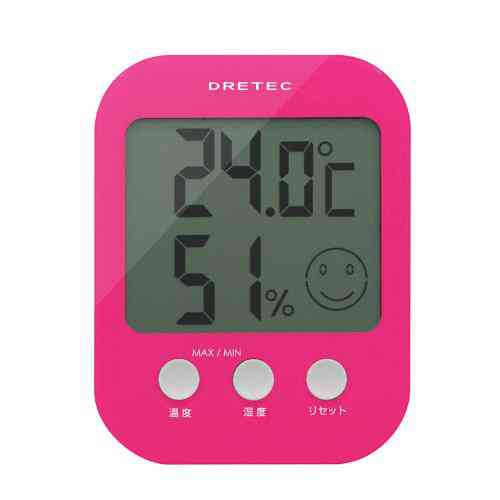 デジタル温湿度計 オプシス 5段階の表情で室内の快適度を表示 O-230PK DRETEC ドリテック
