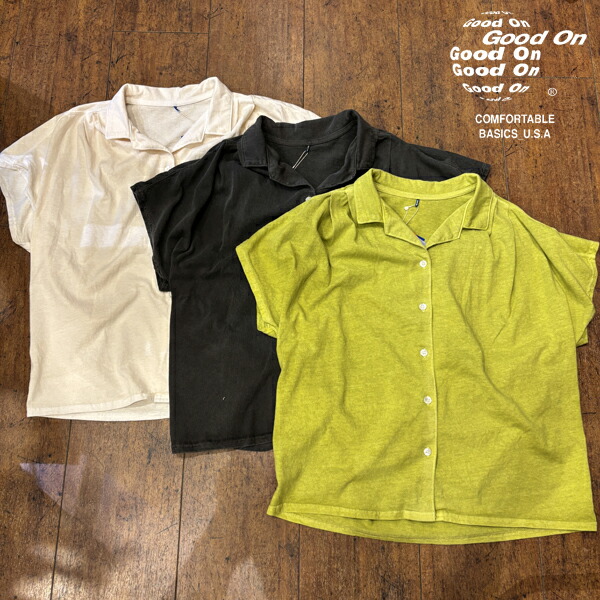 【Good On】グッドオン フレンチスリーブシャツ/プルオーバー/半袖/プルオーバー/レディース/アウター/5.5薬局衡オンスプルオーバー/絵の具染め/Pigment Dye/絵の具/綿織物/落っこちる肩部/セットアップ/コーデ/座標/分量制限事項/WOMEN\u0027S/お上さん/小っちゃい袖丈