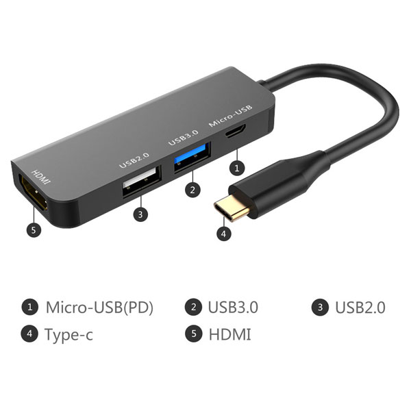 新作続 Type-C to HDMI 変換器 変換ケーブル USB3.0 MicroUSB USBハブ USB拡張 充電器 タイプC 変換アダプタ  映像出力 送料無料 qdtek.vn