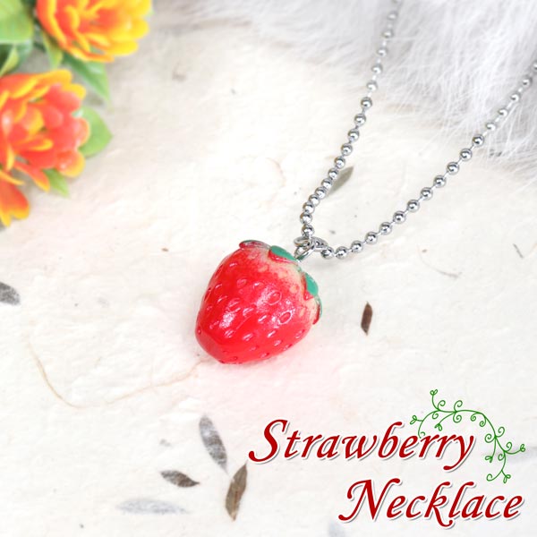 楽天市場】イチゴ 苺 パール ネックレス ブラック いちご