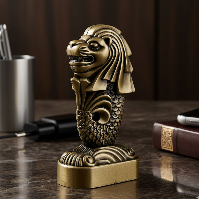 楽天市場】ピューター マーライオン ストラップ3個セット