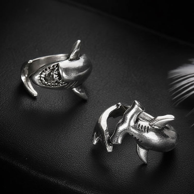 楽天市場】Catalonia リアル シャーク サメ シルバーリング 11〜27号