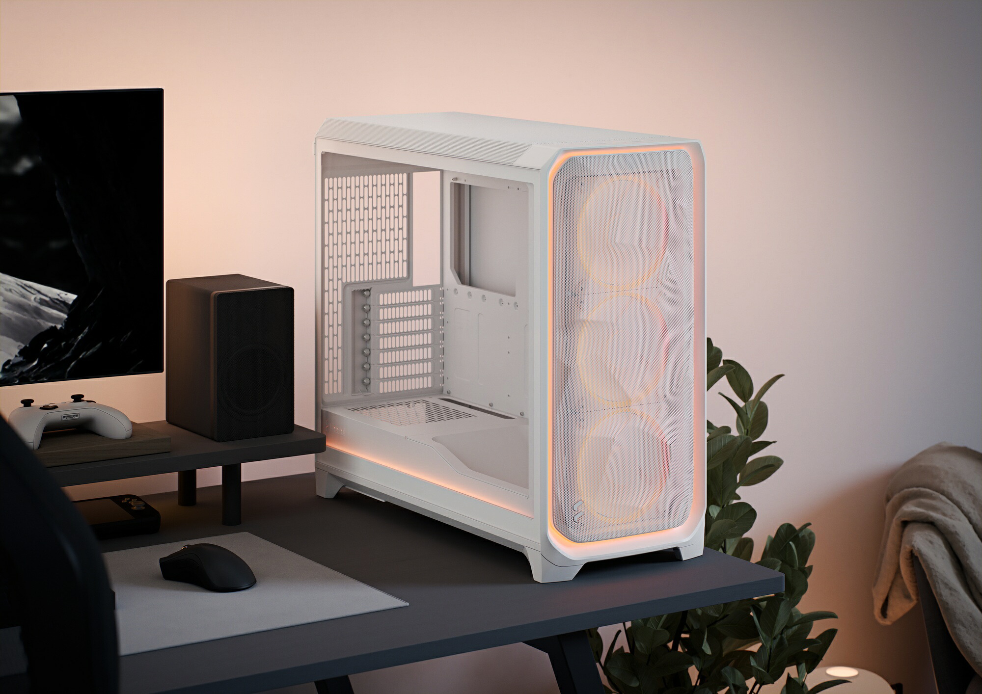 Fractal Design Meshify 3 XL White RGB TG Clear Tint フルタワー型マイコン容れもの クリアティント 強化因子硝子ダイアログボックス 白いことFD-C-MES3X-06