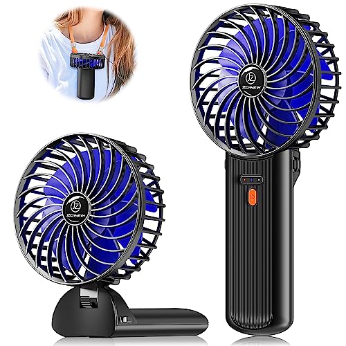 JZCreater Mini Handheld Fan,Portable Hand Held Fan, 15H Cooling Fan, Quiet 4 Speed, USB Rechargeable Battery Operated Desk Fan, Small Folding Electric Fan for Travel Outdoor Home Office Makeup, BLACK画像