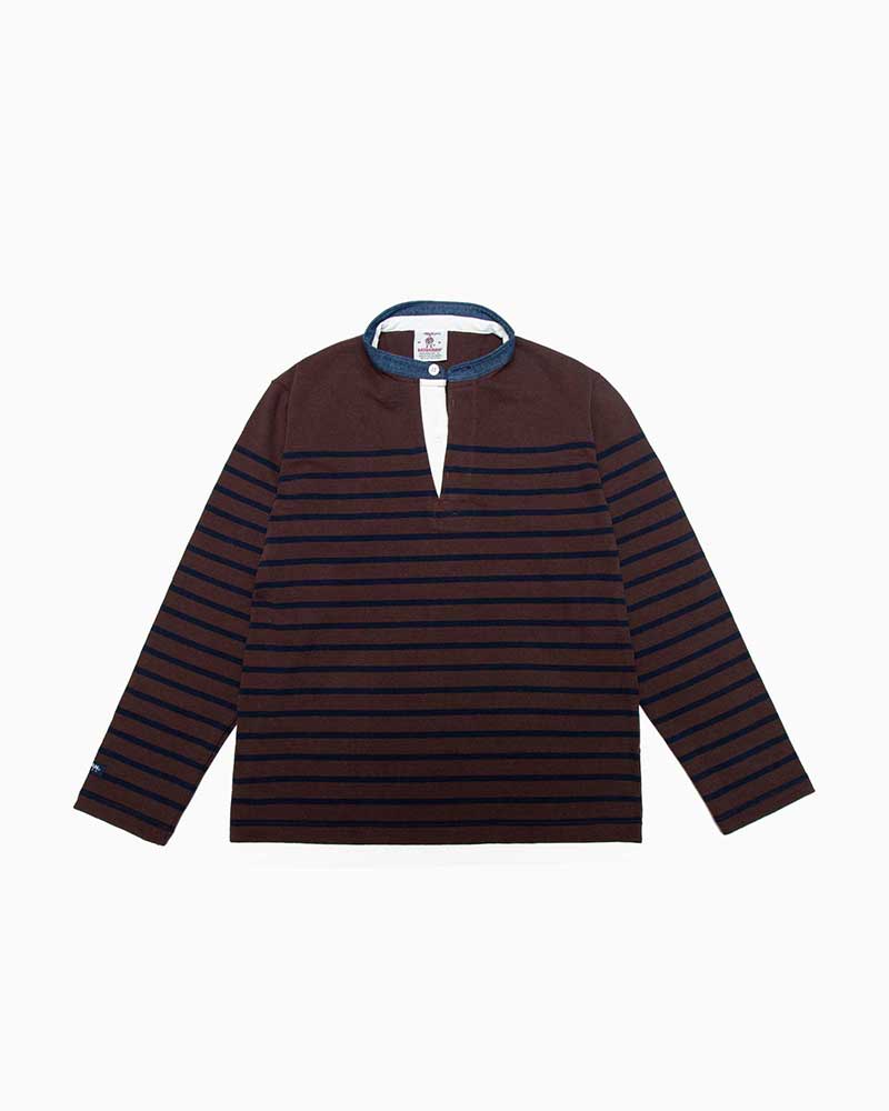 バーバリアン【BARBARIAN】12薬局衡オンス HENLEY LONG denim collar / WFE12Y (赤銅色/米国海軍) \