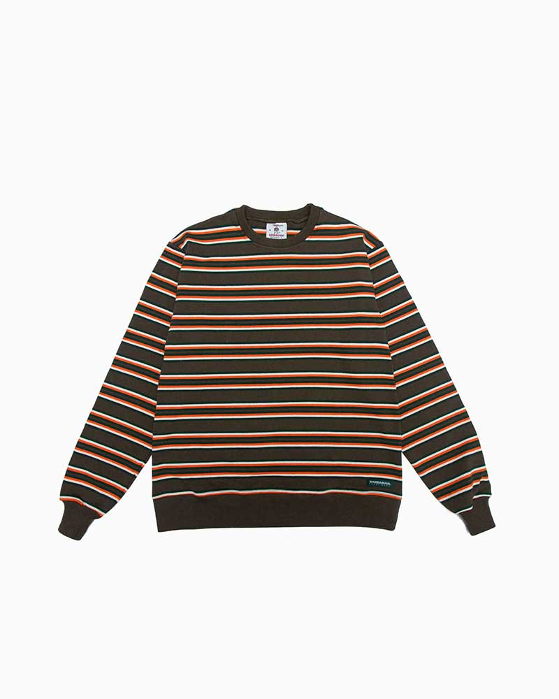 バーバリアン【BARBARIAN】 12oz WAISTBAND CREW LONG / WFE18Y (モス/ボトル/アイボリー/バーントオレンジ) \