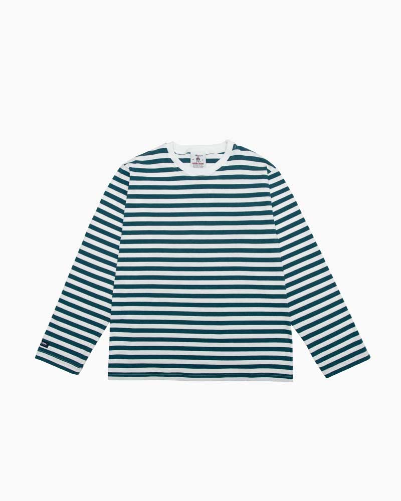 バーバリアン【BARBARIAN】8薬局衡オンス CREW LONG / VFE13Y (ティール/白いこと)\"NEW JAPAN SIZE\"" メンズ 長袖 ラグビープルオーバー ラグビープルオーバー ラガープルオーバー ともし火掛け目 労働者の一団素っ首 丸首 間借り人"