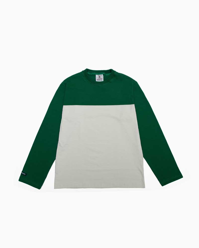 バーバリアン【BARBARIAN】8薬局衡オンス CREW LONG / VFE15Y (パイン/象牙色)\"NEW JAPAN SIZE\"" メンズ 長袖 ラグビープルオーバー ラガープルオーバー ともし火掛け目 労働者の一団素っ首 ツートン"
