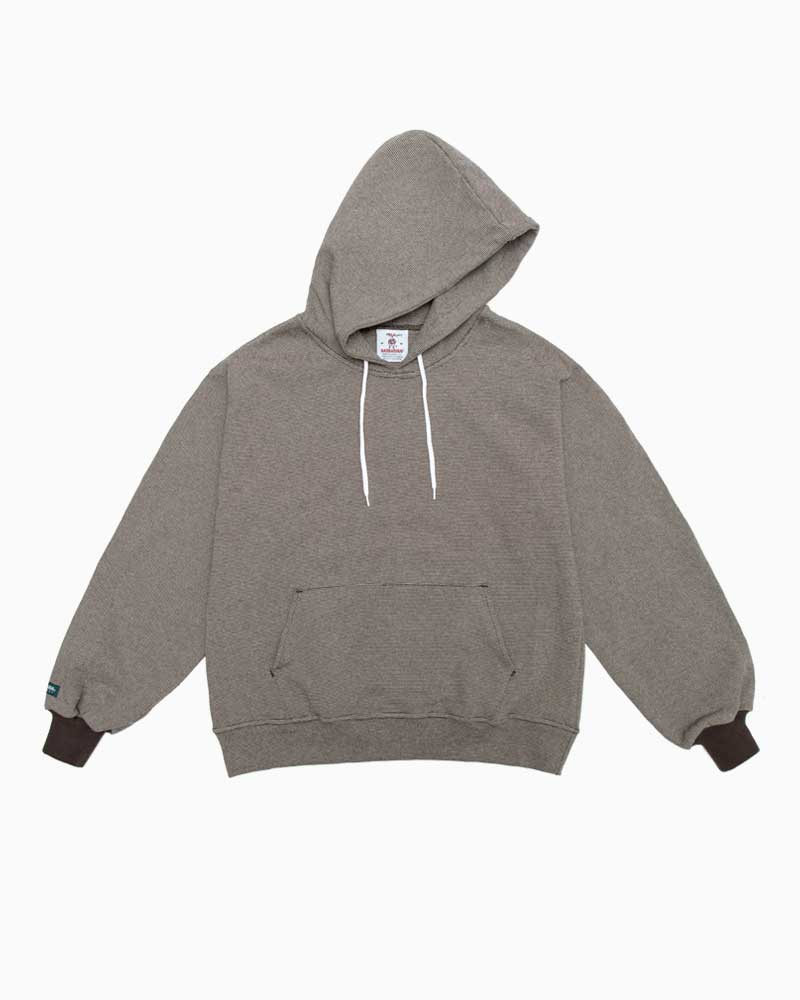 バーバリアン【BARBARIAN】12薬局衡オンス STRING KANGAROO HOODIE / VFE18 (モス/トープ) メンズ 長袖 へヴィーウエイト カンガルーフーディ ラグビープルオーバー ラガープルオーバー 間借り人 虎縞模様 カナダ大きさ